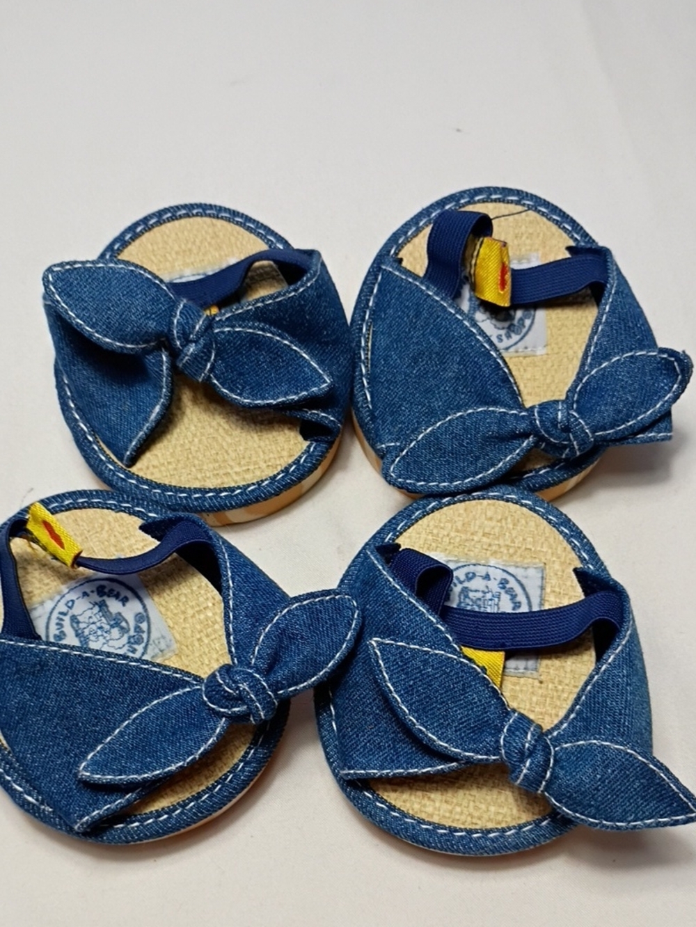 EUC Build-A-Bear Retired Blus Denim Sandals w/Wood Look Soles Set Of 2 Babw